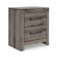 Table de chevet Gesa, 2 tiroirs avec poignées barre, port USB, gris vieilli