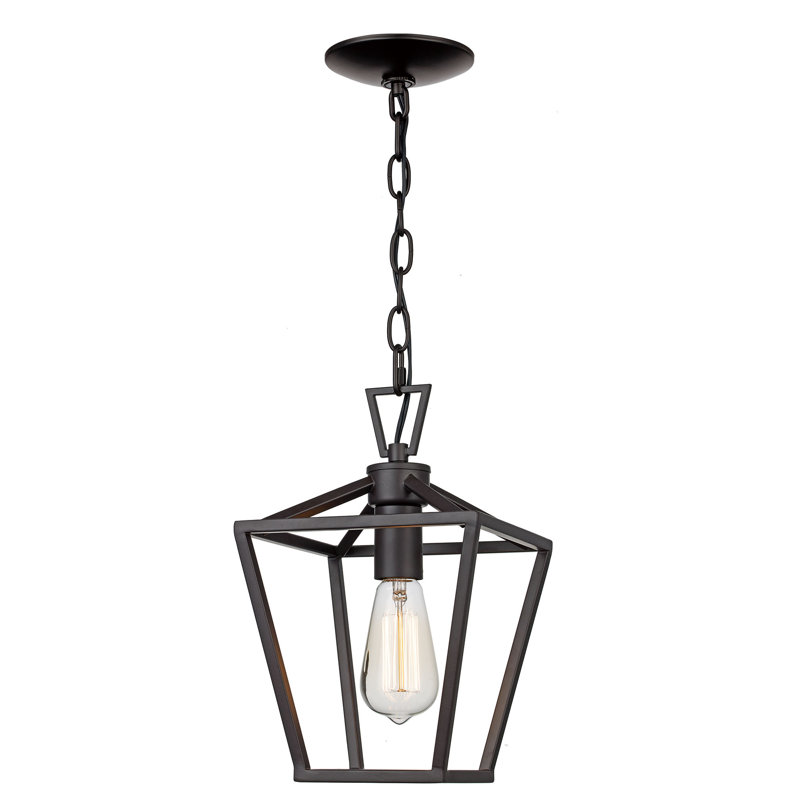 Luminaire suspendu géométrique à 1 lumière Neubauer, Bronze huilé