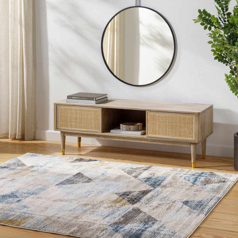 Tapis bleu / brun Imtiaz tissé à la machine / tissé à la machine, Rectangle 9 pi 2 po x 12 pi