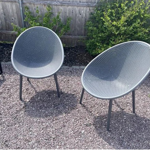 Northwood Modern Contemporary Plastic Outdoor Armless Lounge Chair Oval Back Bowl Chairs (Set of 2)