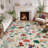 Vintage Floral Washable Rug, 5x7 Low Pile Soft Non Slip Area Carpet for Living Room Bedroom Kitchen Dining Office, Beige-1887760390-1887760386