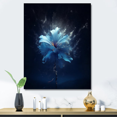 Amaryllis, fleur bleue abstraite sur toile