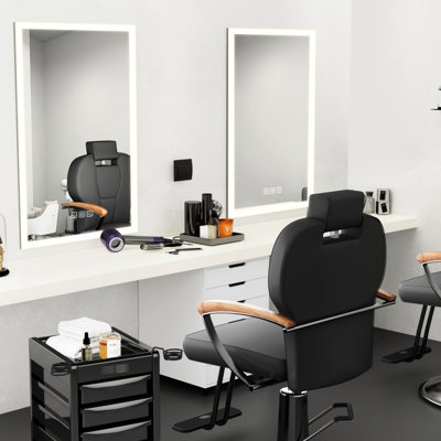 36" X 28" Bathroom Led Mirror With 5 Mins , 3 Colors Adjustable, Classy Hd Reflection, Wall Mount Mounted Led, Dimmable, Full Reflect