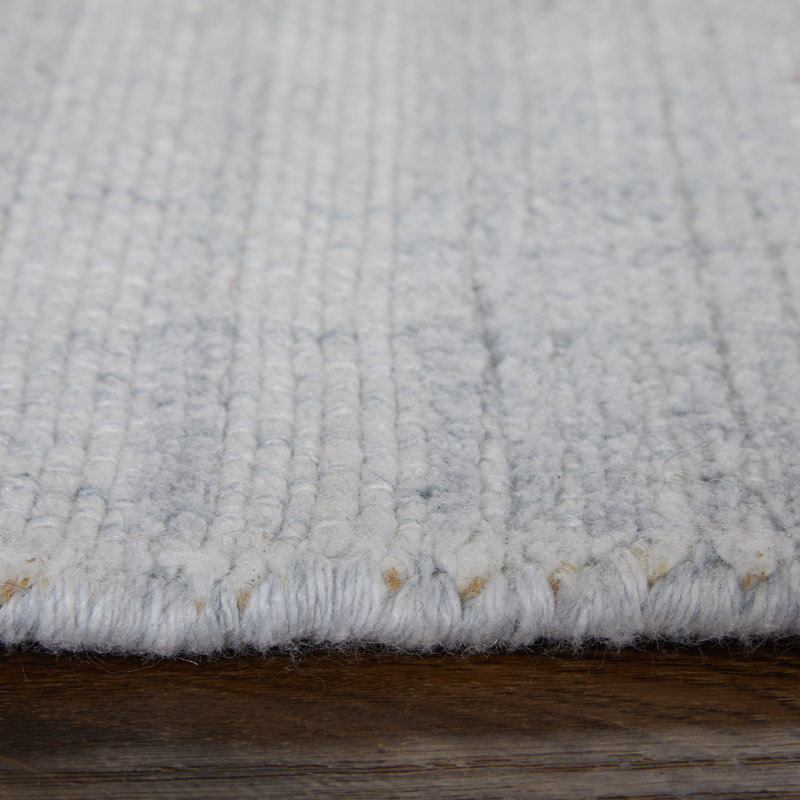 Highview Hand Woven Polyester Striped Area Rug in Gray, Marine Blue, Rectangle 5' x 8'