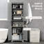 Grande armoire de rangement autoportante grise avec tablettes réglables et comptoir - idéale pour le rangement du linge de maison-1603900785