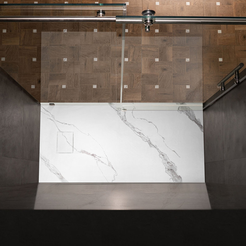 Base de douche à profil solide de 47,25 po x l 31,5 po: antidérapante, drain réversible, adaptée aux fauteuils roulants, disponible en 4 couleurs