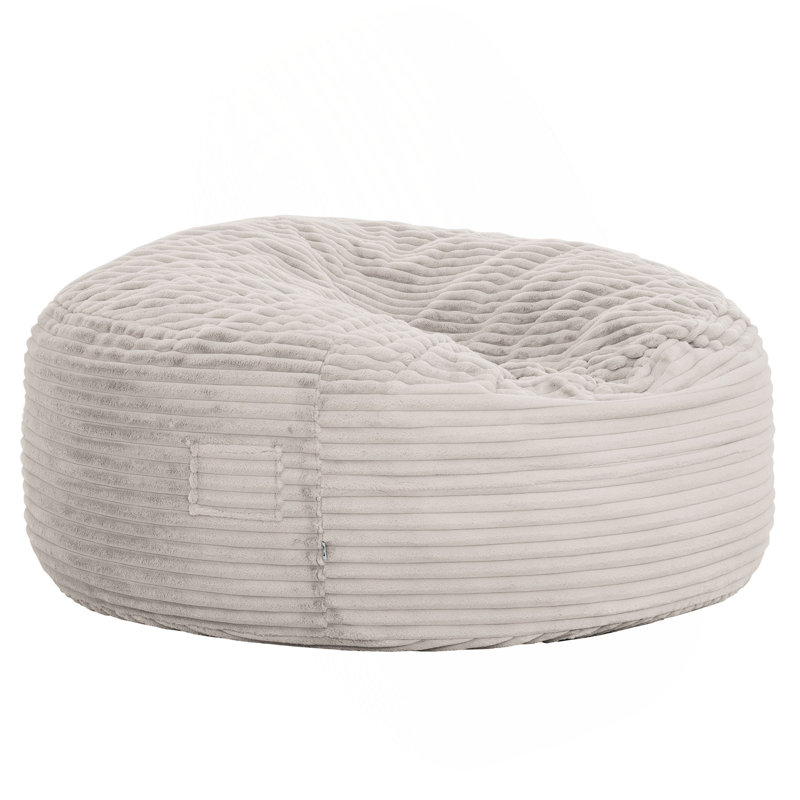 Modern 5-Foot Round Memory Foam Bean Bag Soft Corduroy Fabric Bean Bag Chair, Taupe, 27" H x 60" W x 60" D