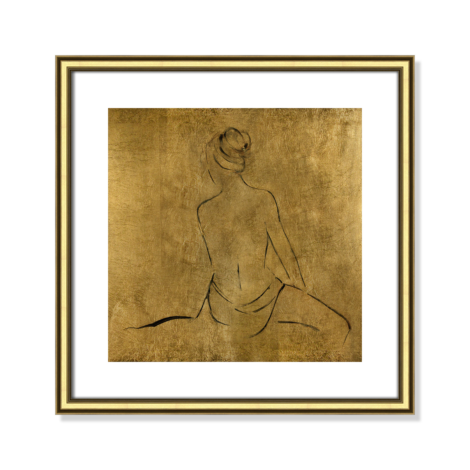 Golden Bather II by Sally Swatland - Painting Print, Gold Framed Paper, 18.25" H x 18.25" W x 0.88" D