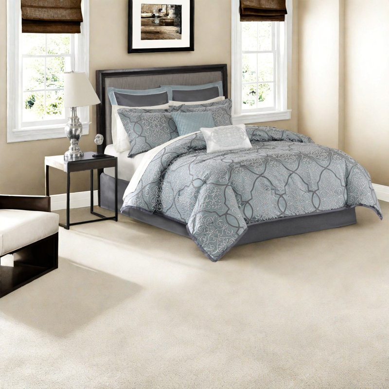 Luxury Bedding Sets, Cotton Comforter In Modern Blue Cal King