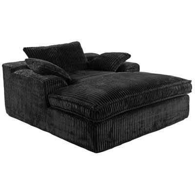 56’’ Corduroy Indoor Upholstered Chaise Lounge Chair Oversized Sleeper Sofa With 3 Pillows by Mercer41