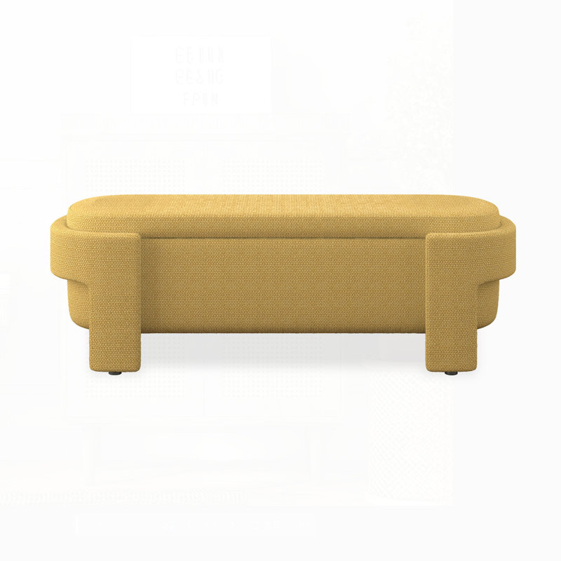 Chenille Upholstered Bench With Large Storage Space For The Living Room, Entryway And Bedroom , (51.5''X20.5''X17''), Yellow