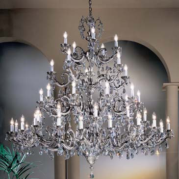 Lustre style chandelier 50-lumière Princeton II, Argent millénium, Crystalique