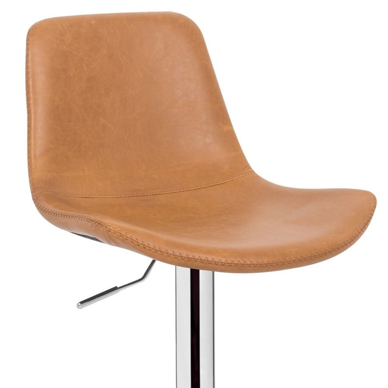 Hurrum Swivel Upholstered Adjustable Height Counter Stool with Metal Frame, Tan