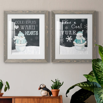 «Cold Days Warm Hearts», ensemble de 2 reproductions d'art textuel