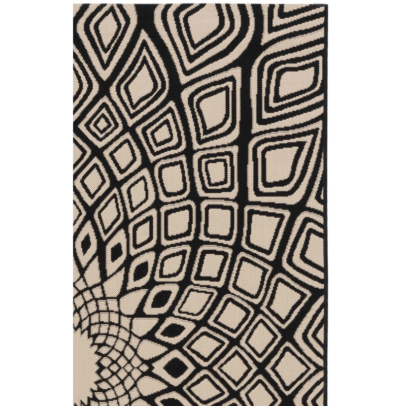 Tapis intérieur / extérieur noir / beige Arneshia, Rectangle 6 pi 7 po x 9 pi 2 po