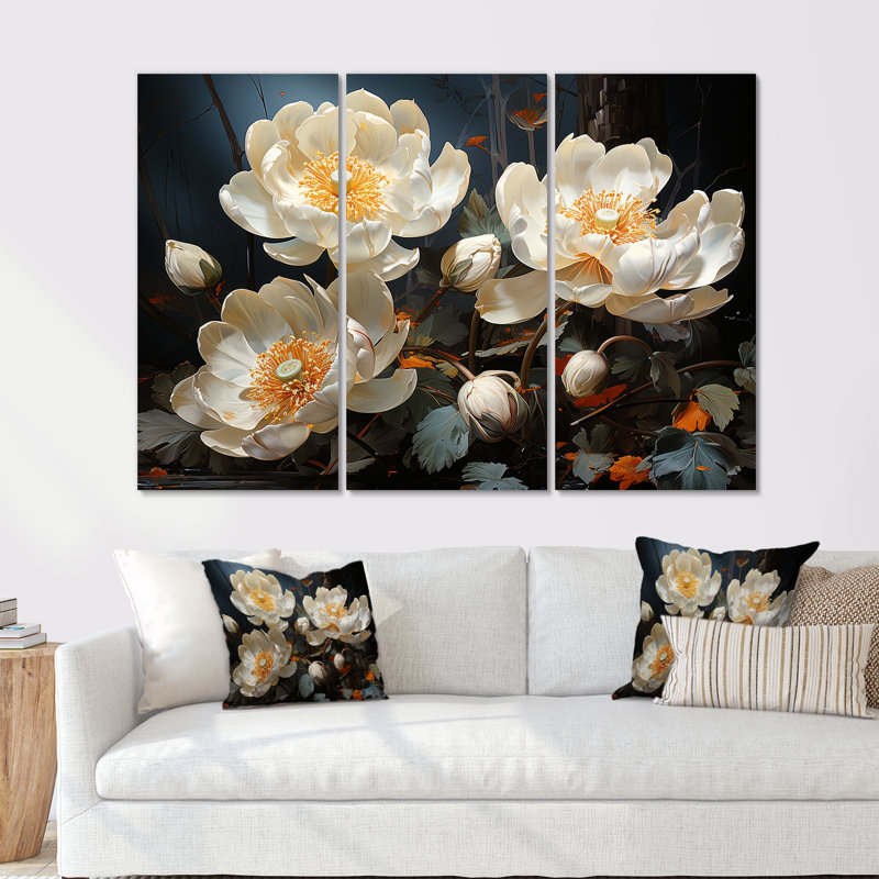 Sacred Lotus Dreams - lotus, ensemble d'art sur toile, Toile tendue, H 32 po x l 48 po x P 1 po