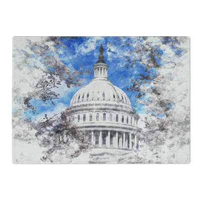 Tempered Glass Capitol Hill and Cherry Blossom Tree Chopping Board