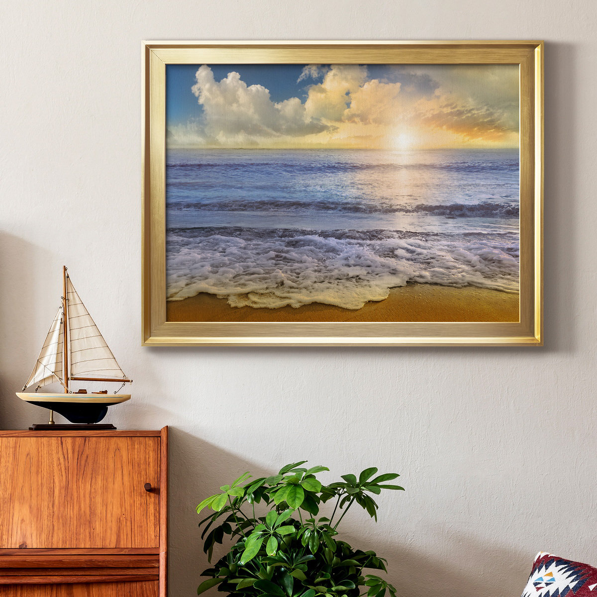 Mirade Red Barrel Studio® Mirade Beach Premium Framed Canvas - Ready To Hang ...