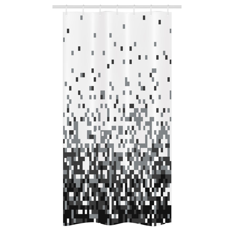 Geometric Shower Curtain with Hooks Included, 7'' H x 36'' W