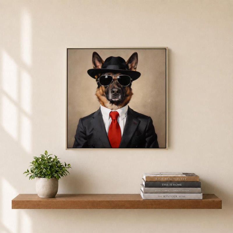 «Mr. Cool II» par CAD Designs - Impression sur toile, H 30 po x l 30 po, Cadre plat flottant, Champagne