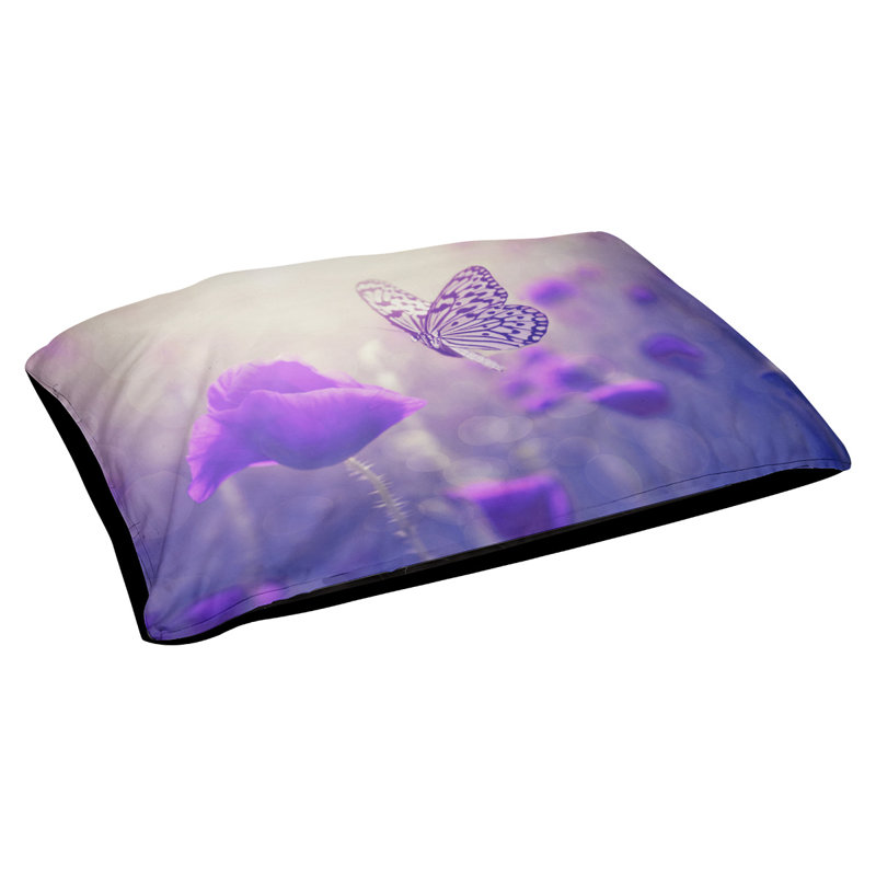 Coussin d'extérieur Wedgeworth Butterfly and Rose, Moyen (L 29,5 po x P19,5 po x H 9,5 po), Mauve 