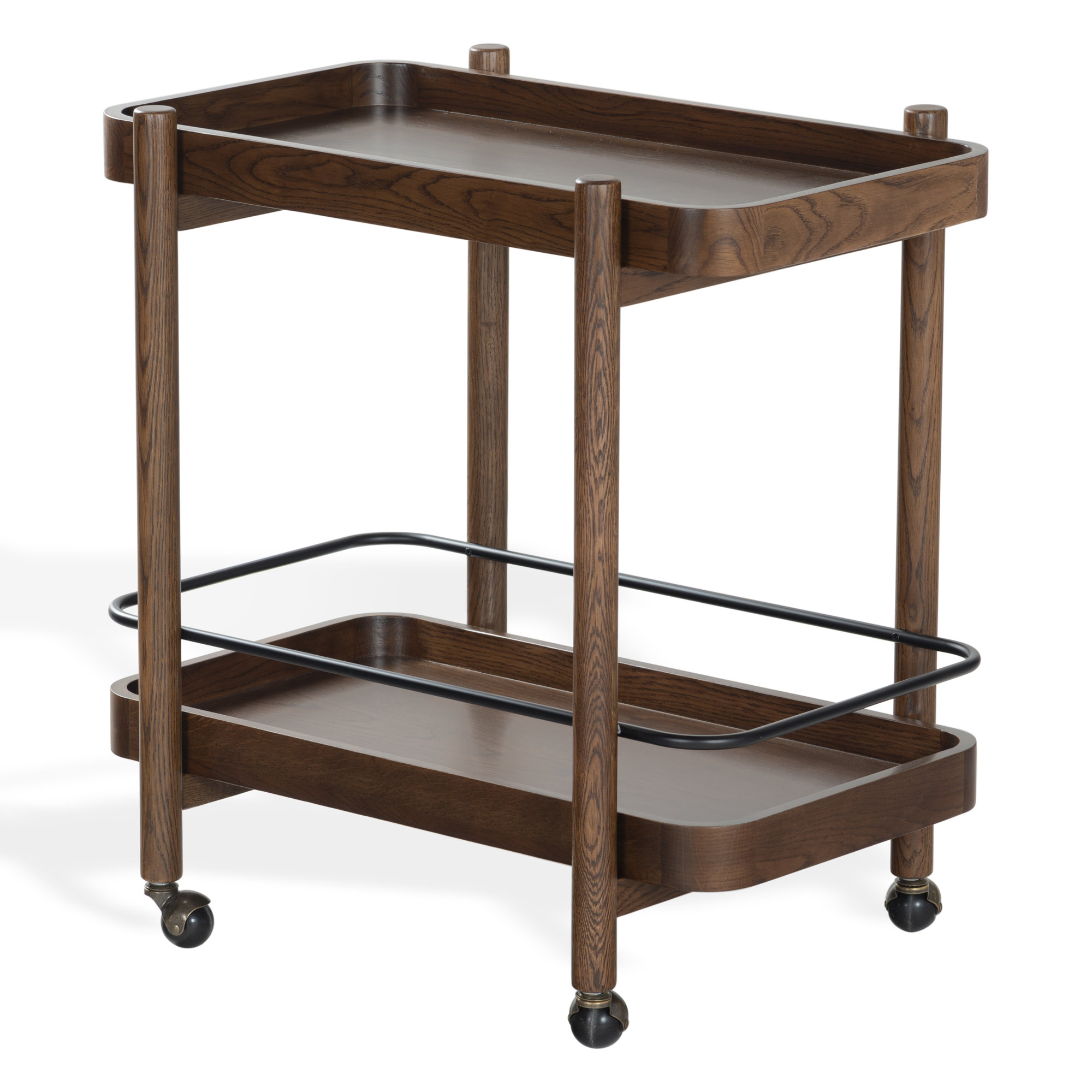Krystof Wood 2 Shelf Barcart, Walnut