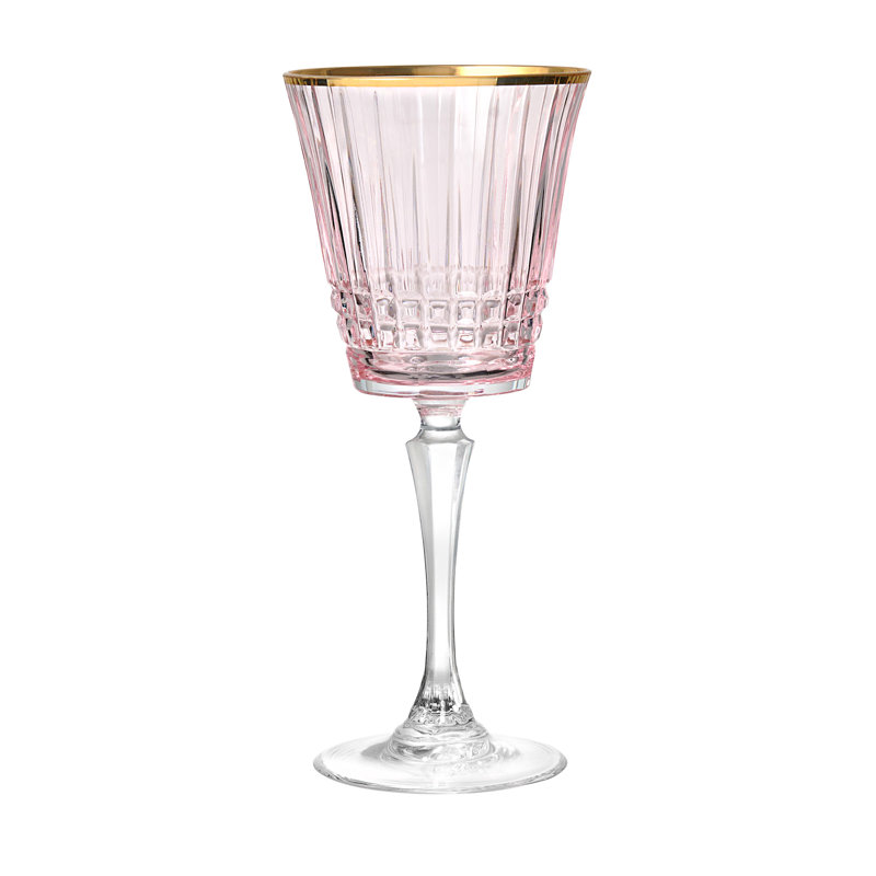 Cristine Gold Rim White Wine Glass, Set Of 4, Pink