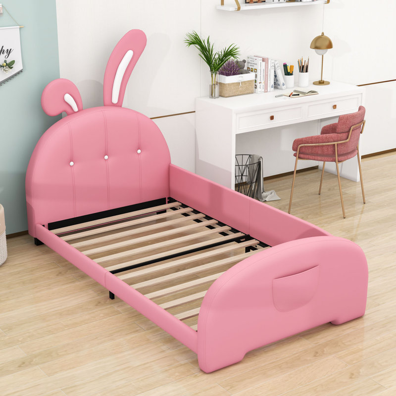 Lit plateforme en cuir Illiyana, Rose