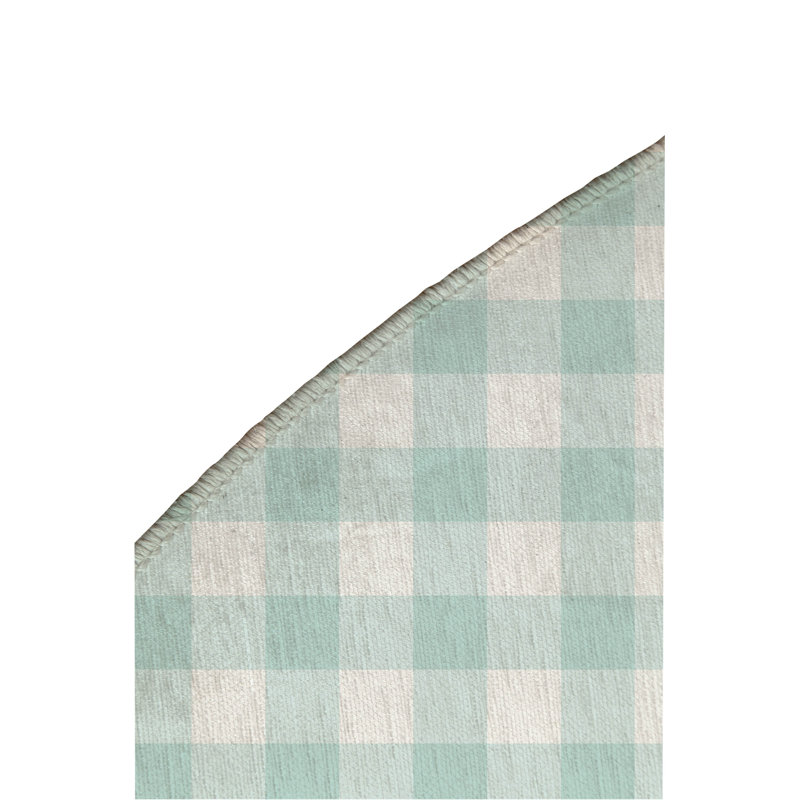 Proper Gingham Non-Slip Outdoor Rug, Round 5'