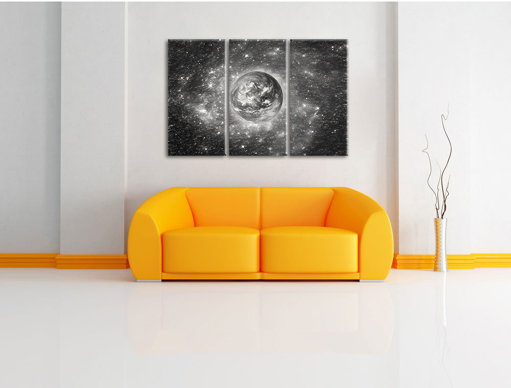 3-tlg. Leinwandbild-Set „Planet Erde im Weltraum“, Kunstdruck