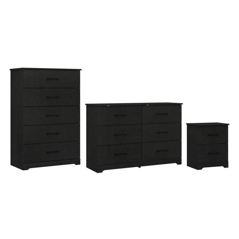 Arkia 3 Pieces Bedroom Set, Black Oak