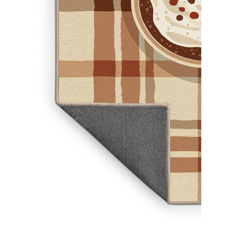 Soft Plush Feemster Christmas Modern & Contemporary Abstract Area Rug in Beige – Beige Binding, 7x10
