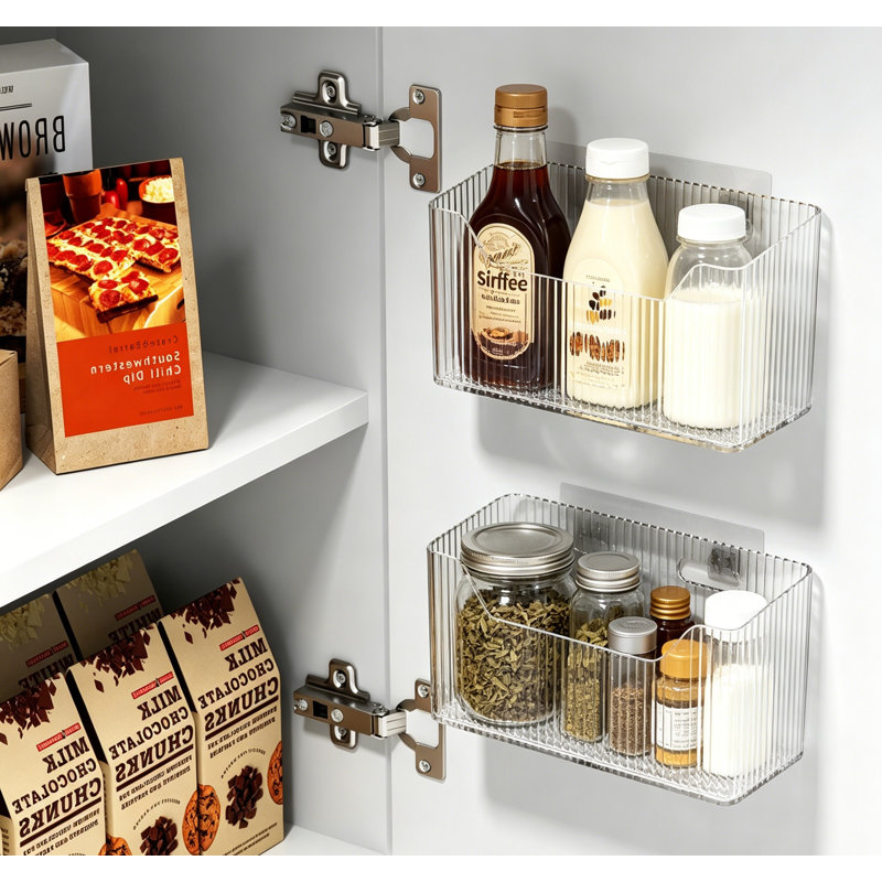 2-Pack Cabinet Door Organizer, Stackable Clear Bins