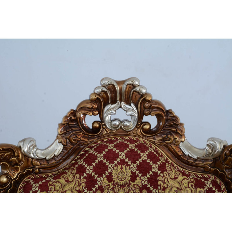 New Emperador II Upholstered Armchair, red burgundy gold and light brown, brown