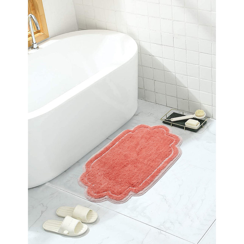Tapis pour salle de bain Dobrinka, Corail, 17 po x 24 po (rectangulaire)