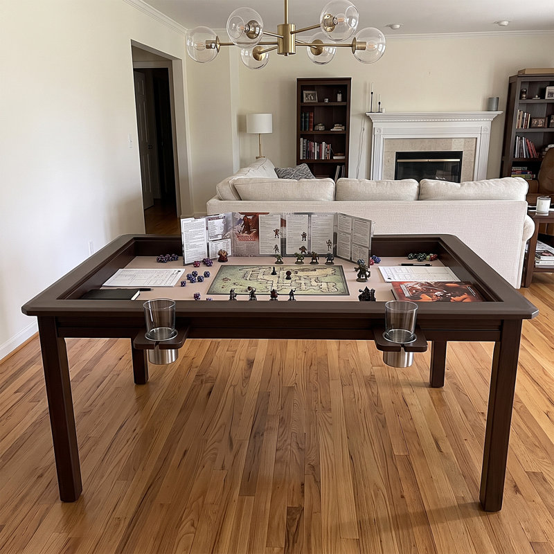 Table de jeu en bois massif avec plateau amovible pour 4 à 6 joueurs, Walnut Brown