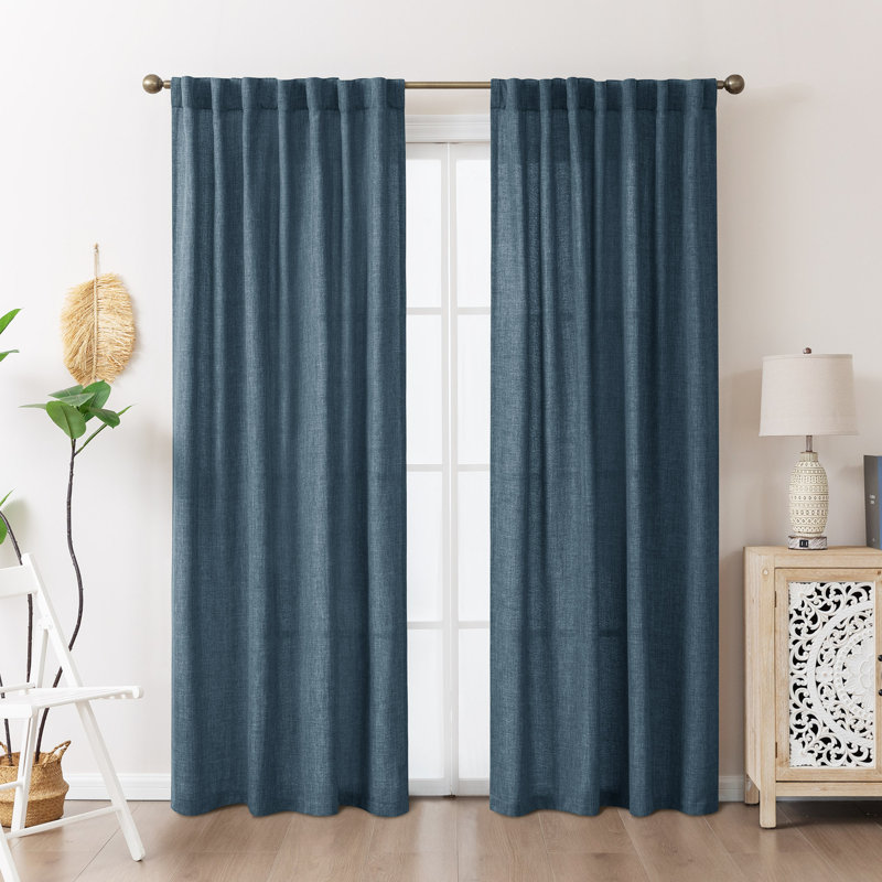 Paire de rideaux semi-transparents, L 52 po x L 84 po, Bleu très foncé