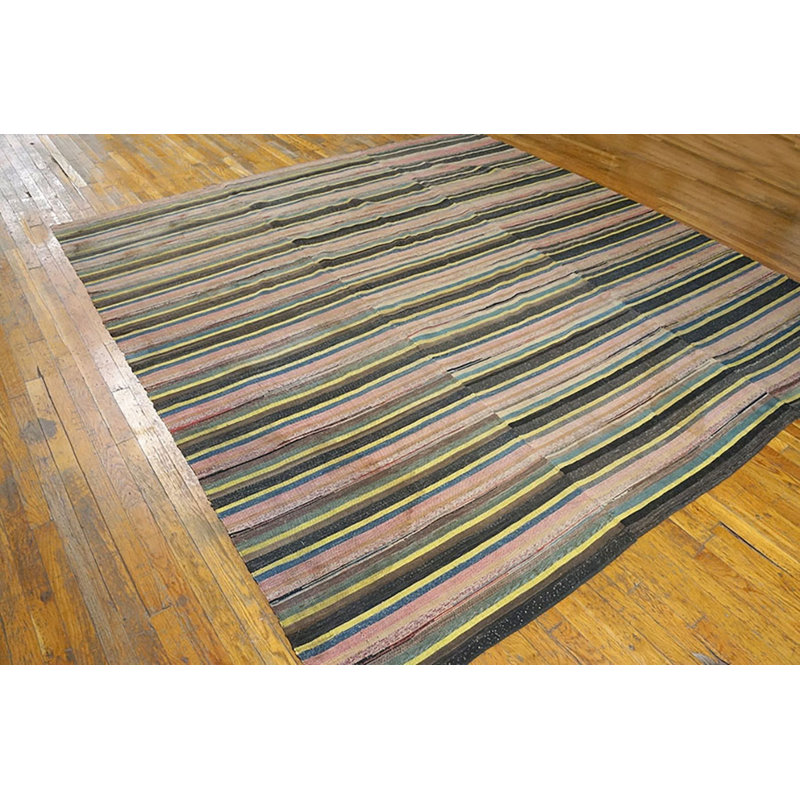Antique American Rag Rug America Knotted