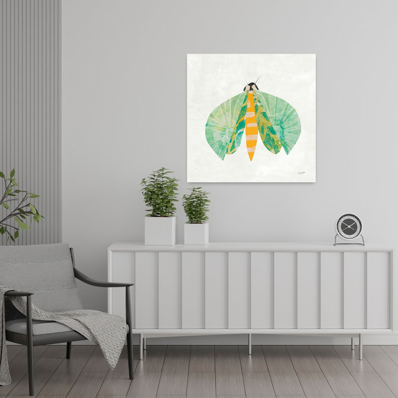 Collage insectes II, papillon contemporain, H 24 po x l 24 po