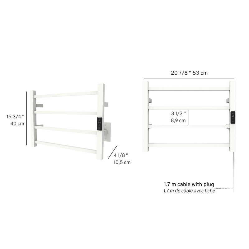 Kony Wall Mount Towel Warmer, Matte White