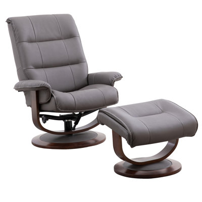 Rahima 34" W Upholstered Swivel Manual Recliner with Ottoman 