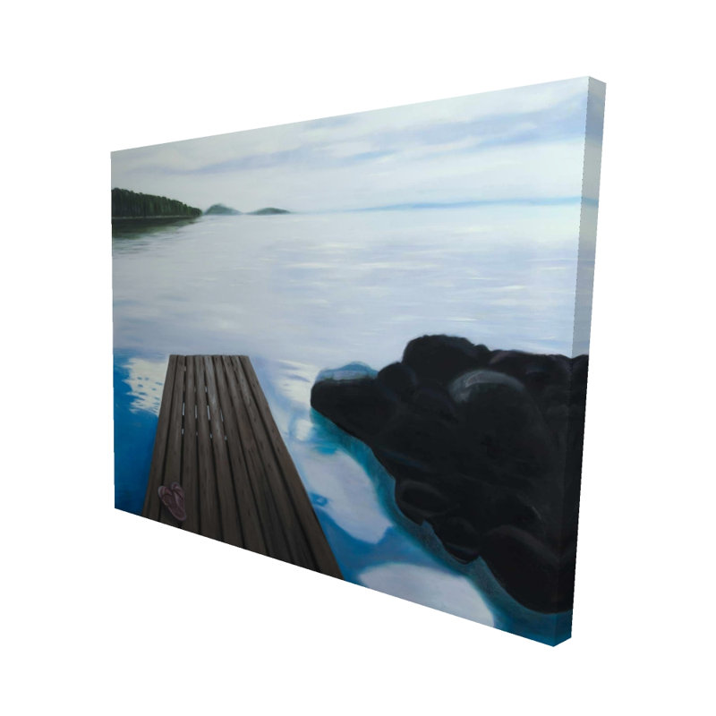 Evening on the dock - Classic Blue Landscape Canvas Art
