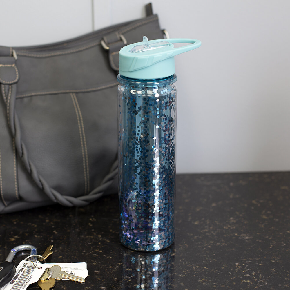 Home Basics Glitter 18 oz. Water Bottle, HYDRATION