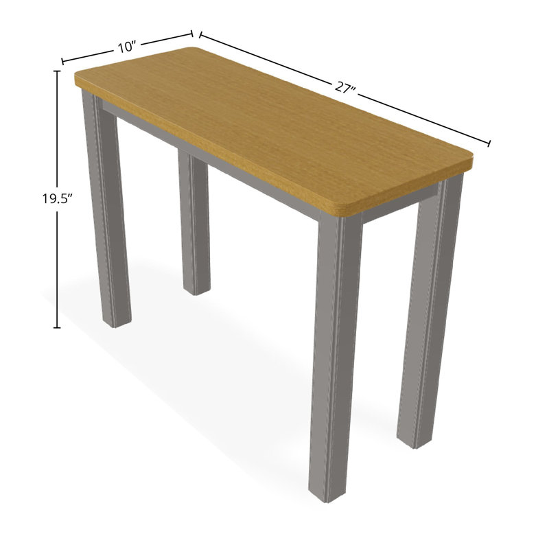 10" x 27" Rustic Polymer Outdoor Side Table, Natural/Warm Gray