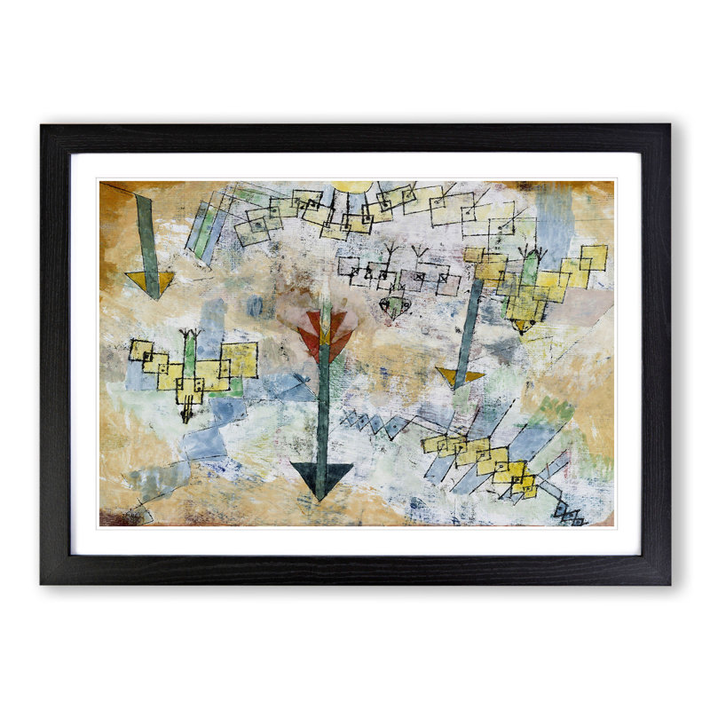 Birds and Arrows by Paul Klee - Picture Frame Painting, 48cm H x 65cm W x 2cm D, Black Framed