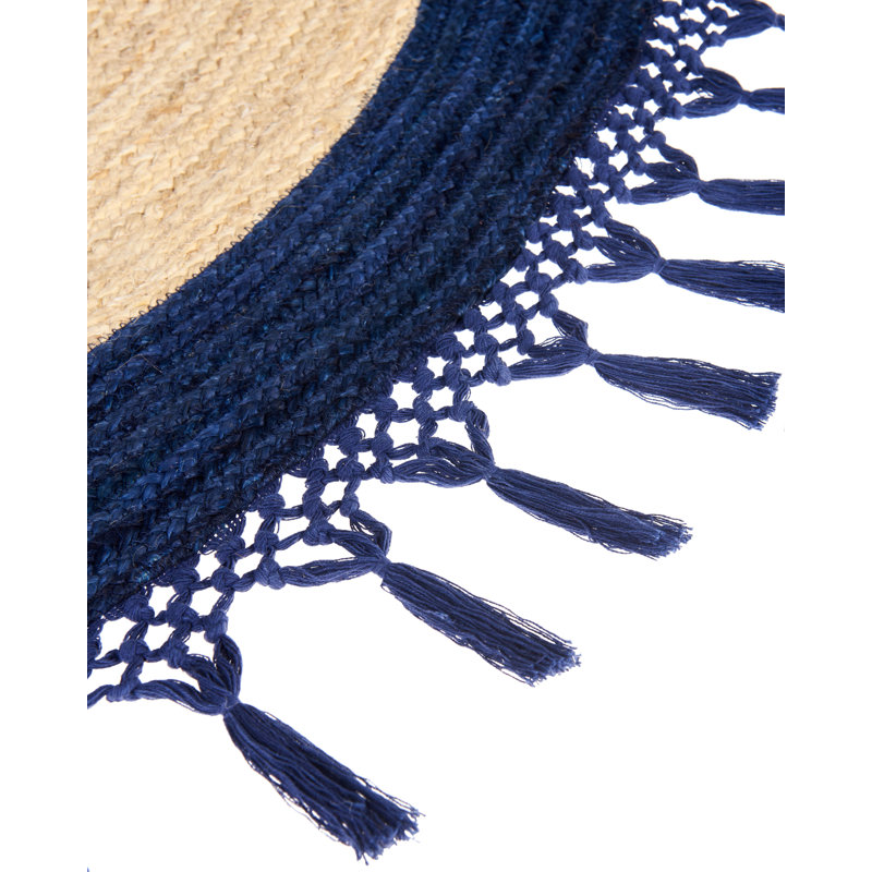Patoka Jute Round Beige/ Dark Blue Area Rug, Round 200cm