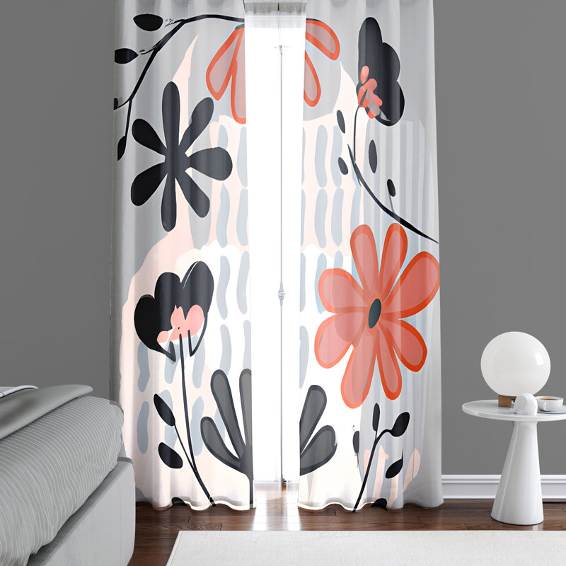 Amdrea Semi Sheer Curtain Panel Pair, 40" W x 82" L