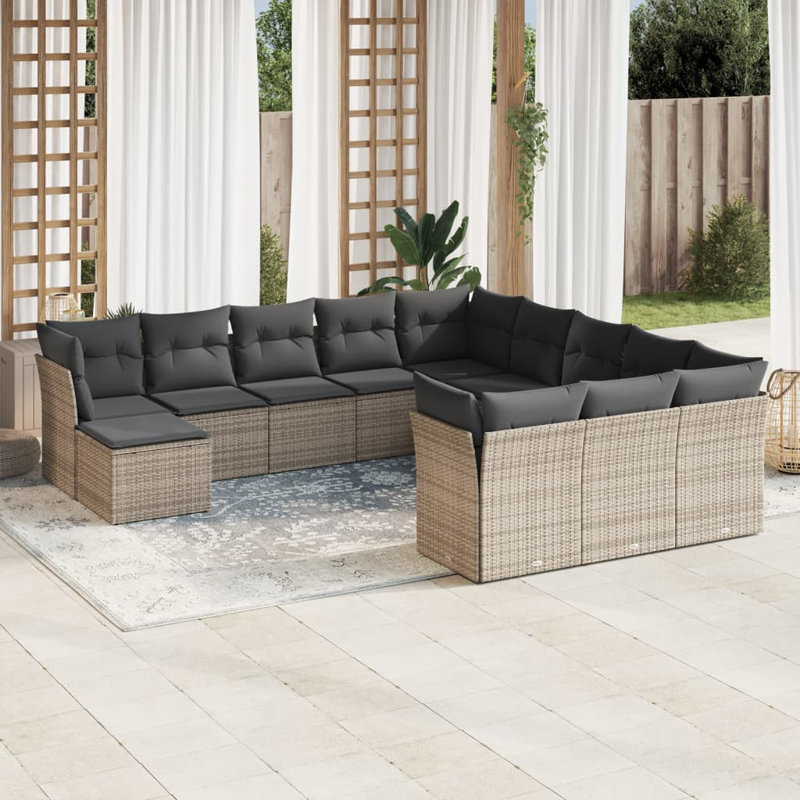 Vidaxl Garden Sofa Set Grey, Dark Grey