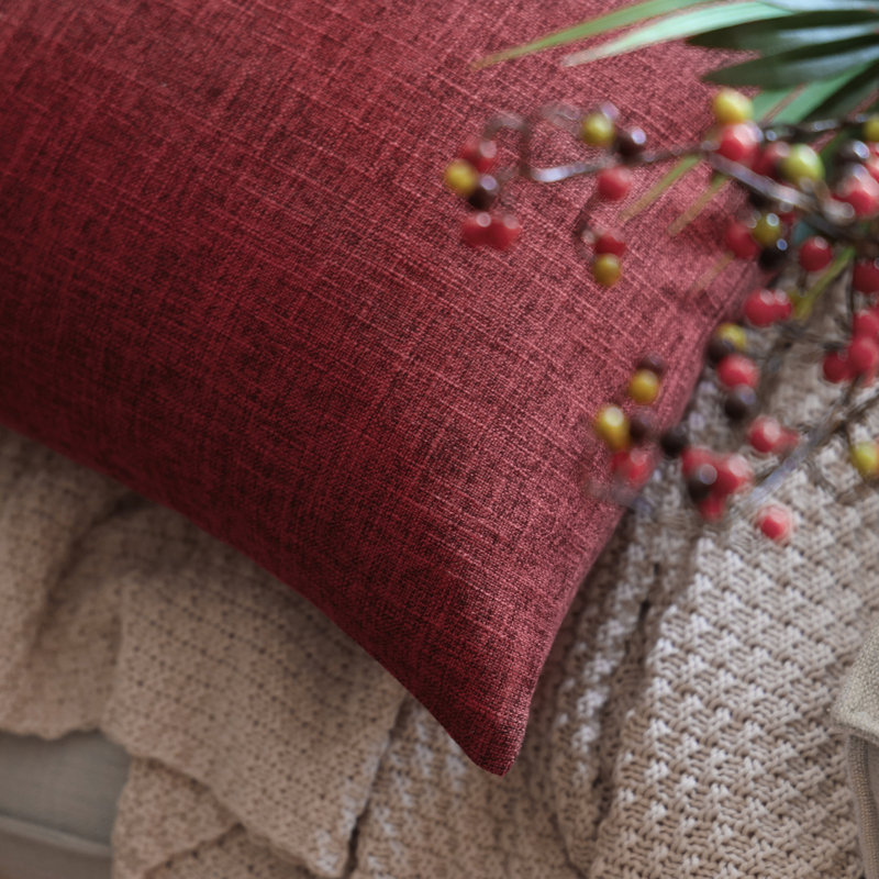  Square Throw Cushion, Rose Red, 12" H x 20" W, Polyester