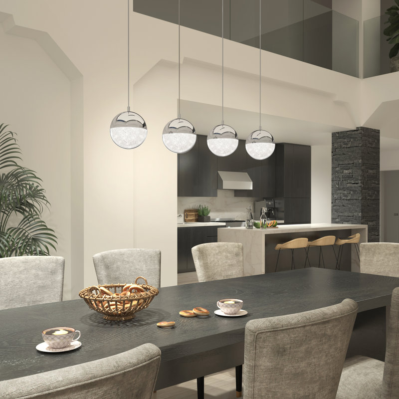 4 - Light Chrome LED Sphere Pendant